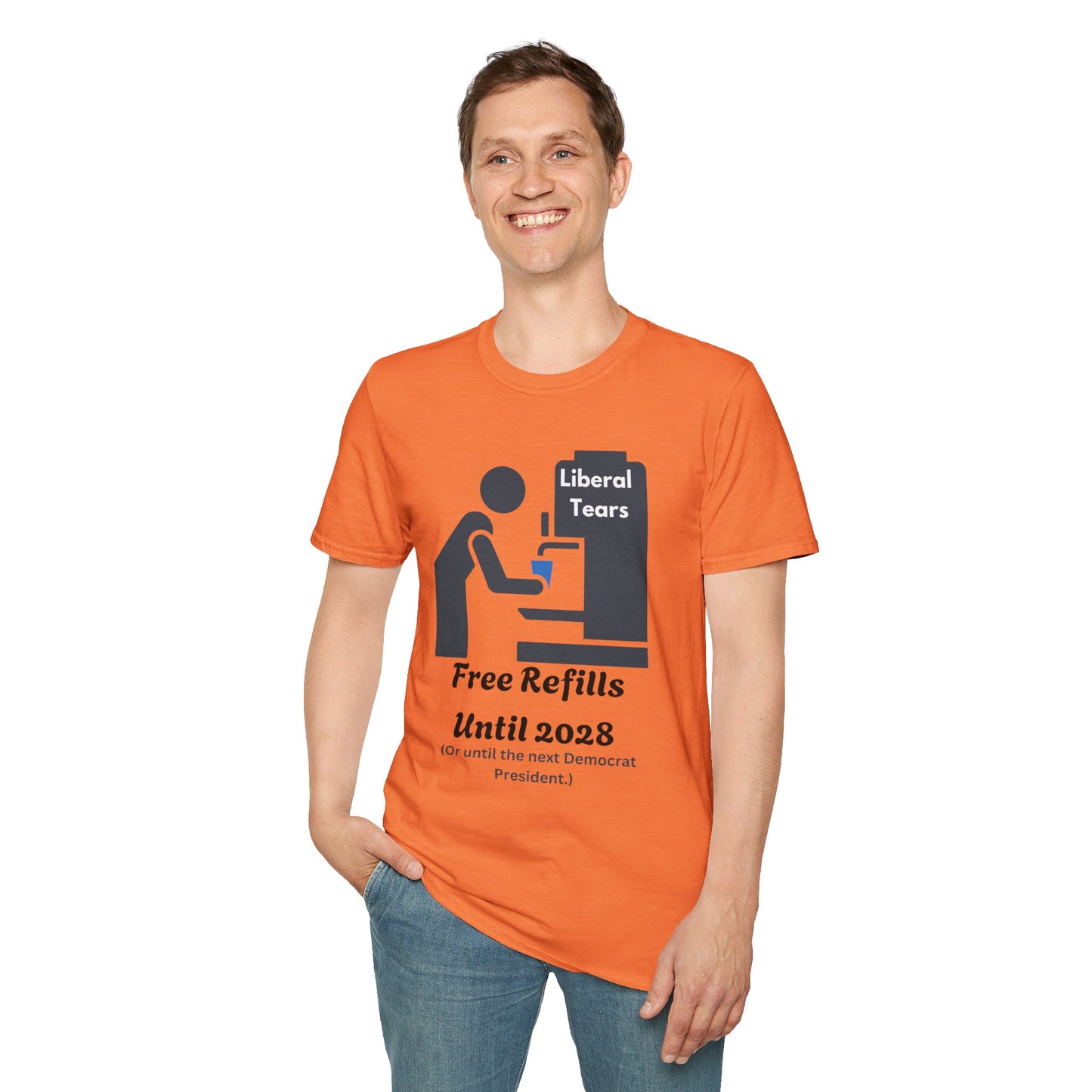 Unisex Softstyle T-Shirt - "Liberal Tears Free Refills Until 2028" Liberal Humor Tee