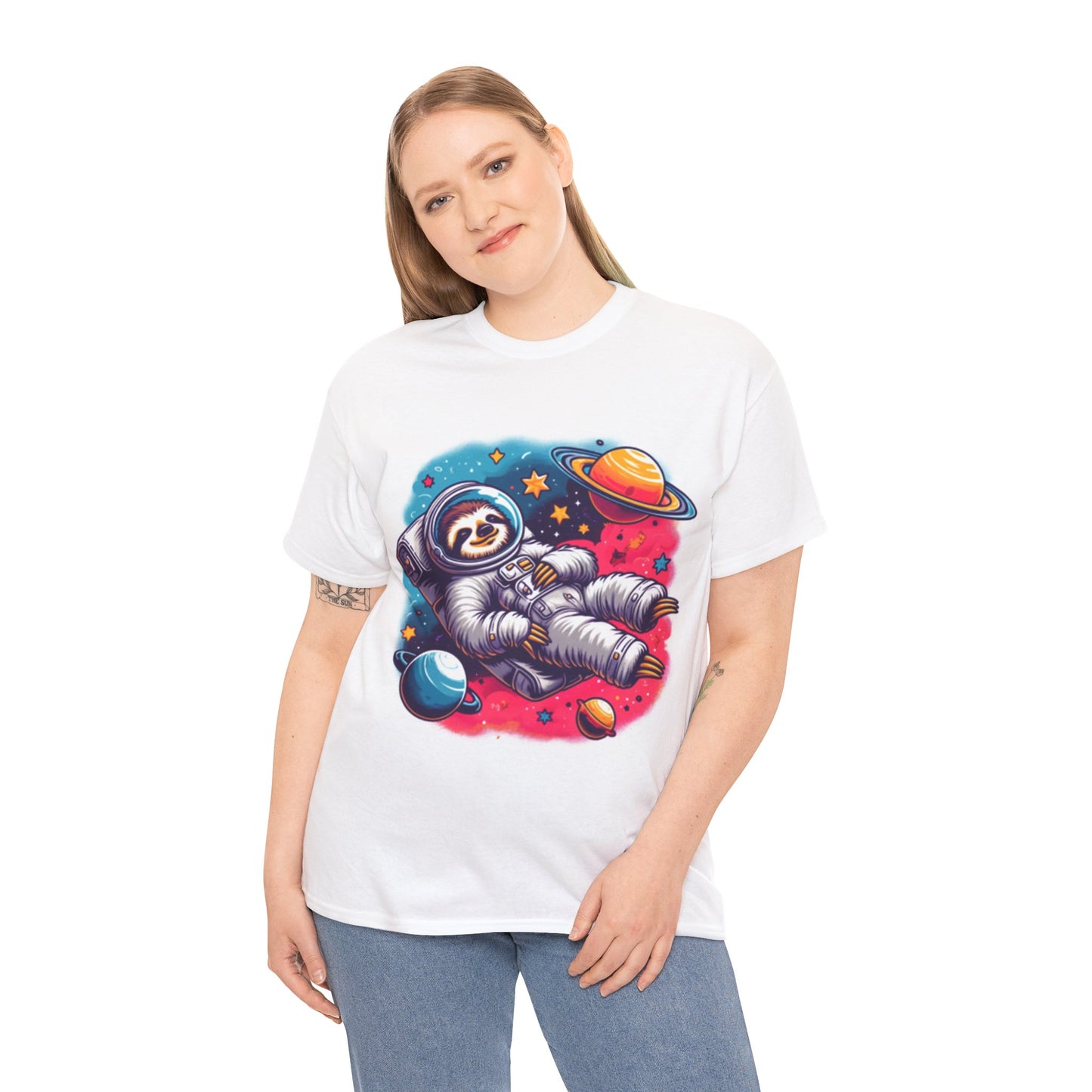 Sloth In Space Unisex Heavy Cotton Tee
