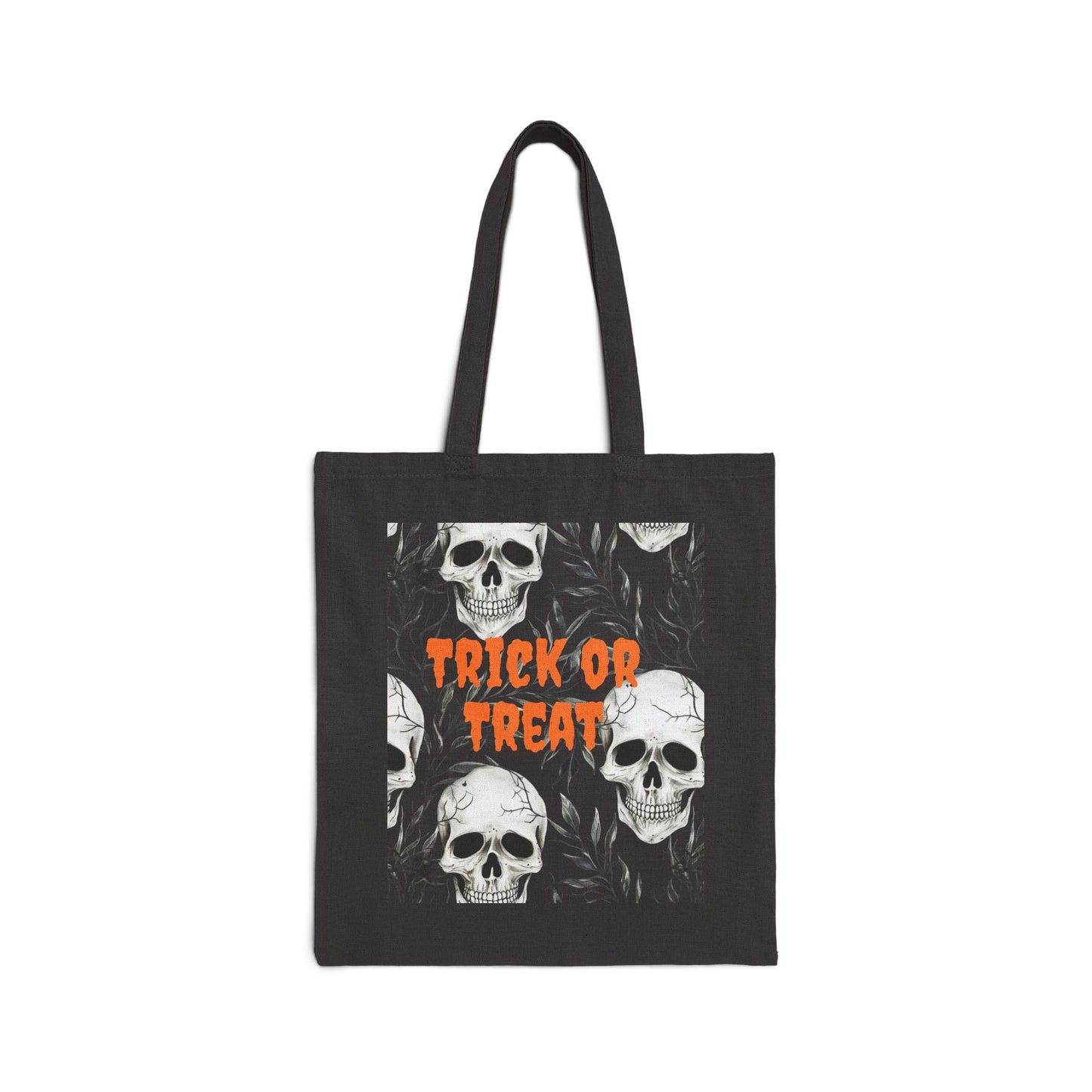 Halloween Skull Trick or Treat Cotton Canvas Tote Bag