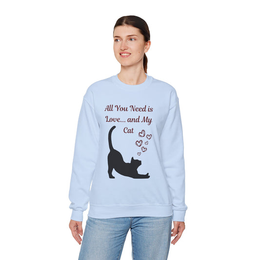 All You Need Is Love And My Cat Unisex Heavy Blend™ Crewneck Sweatshirt