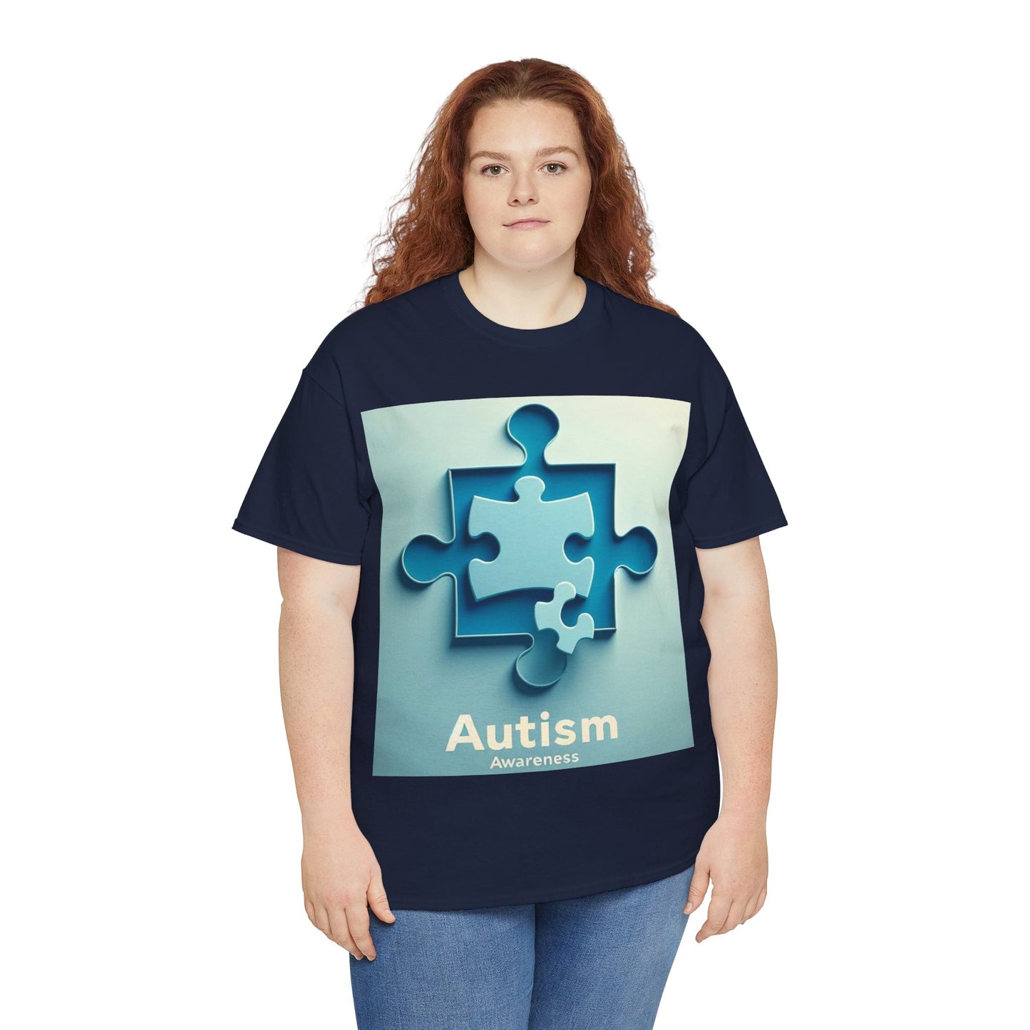 3D Puzzle Piece Autism Awareness Unisex Heavy Cotton Tee