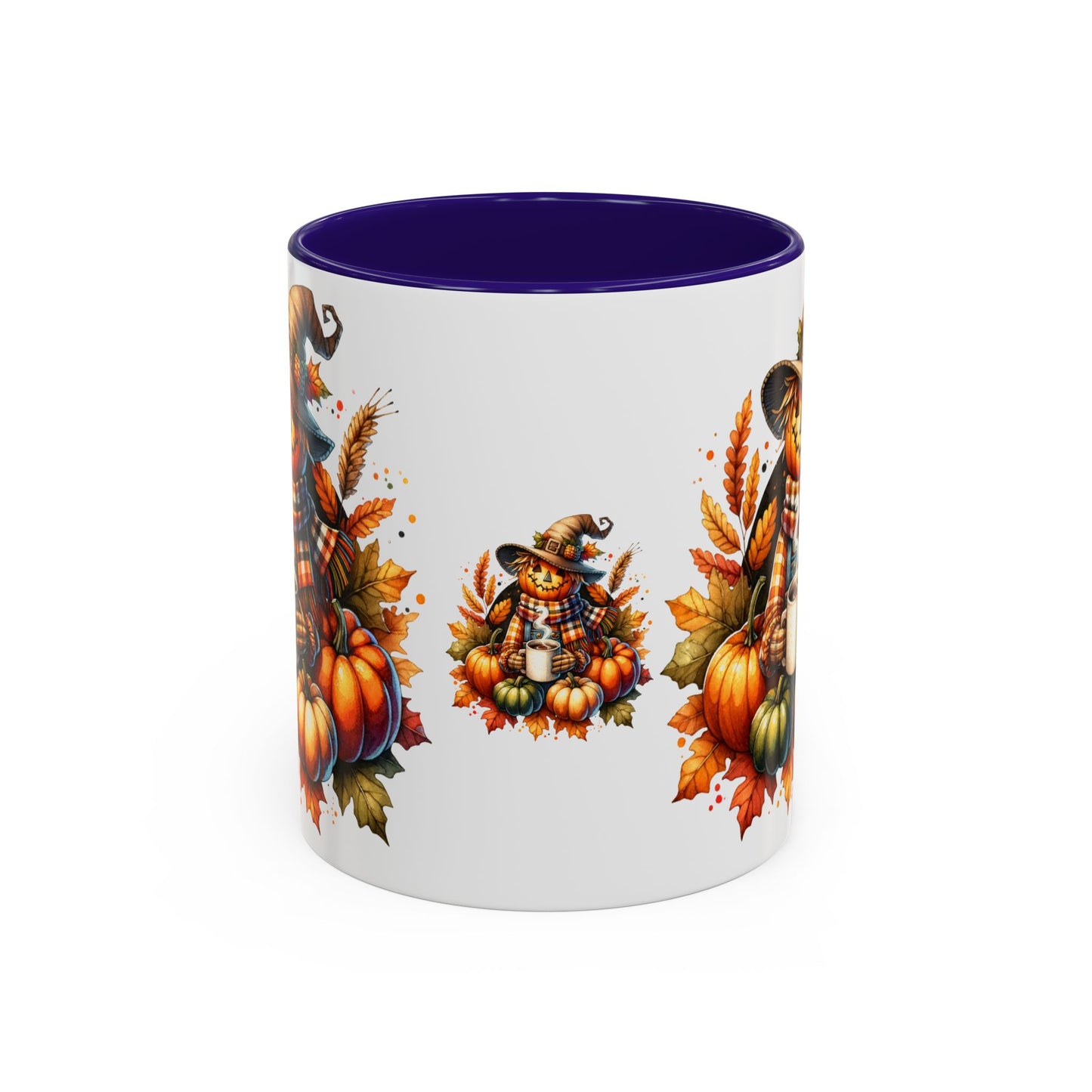Scarecrow and Pumpkins Colorful Mugs, 11oz