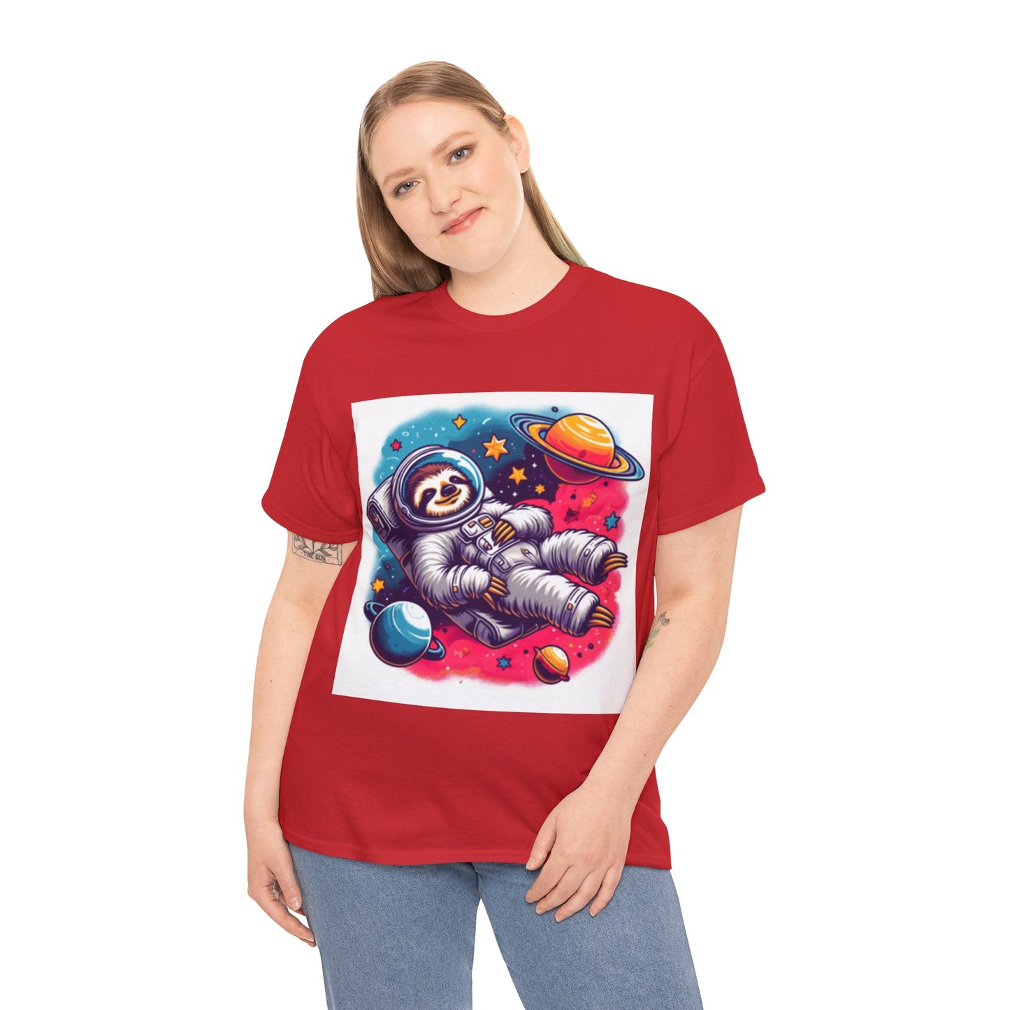Sloth In Space Unisex Heavy Cotton Tee