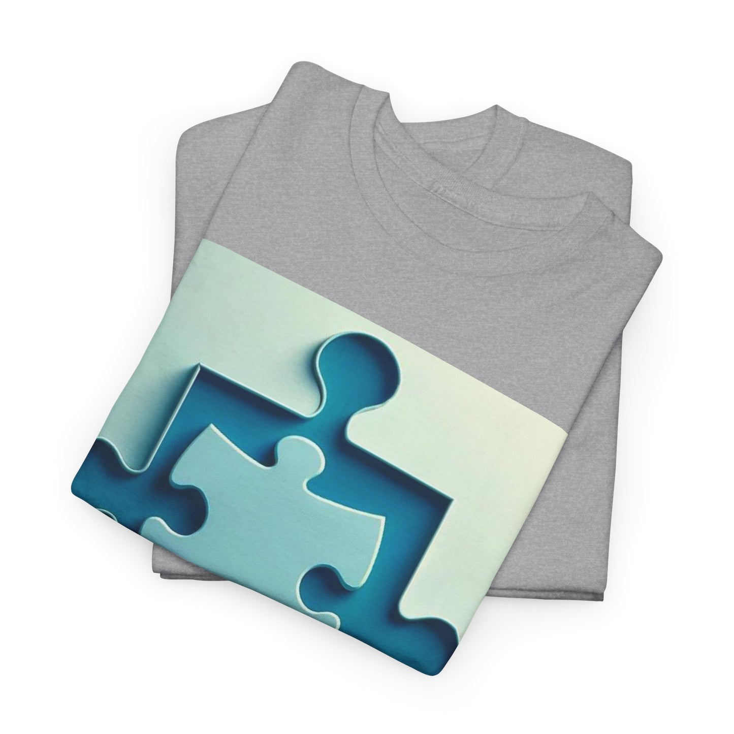 3D Puzzle Piece Autism Awareness Unisex Heavy Cotton Tee