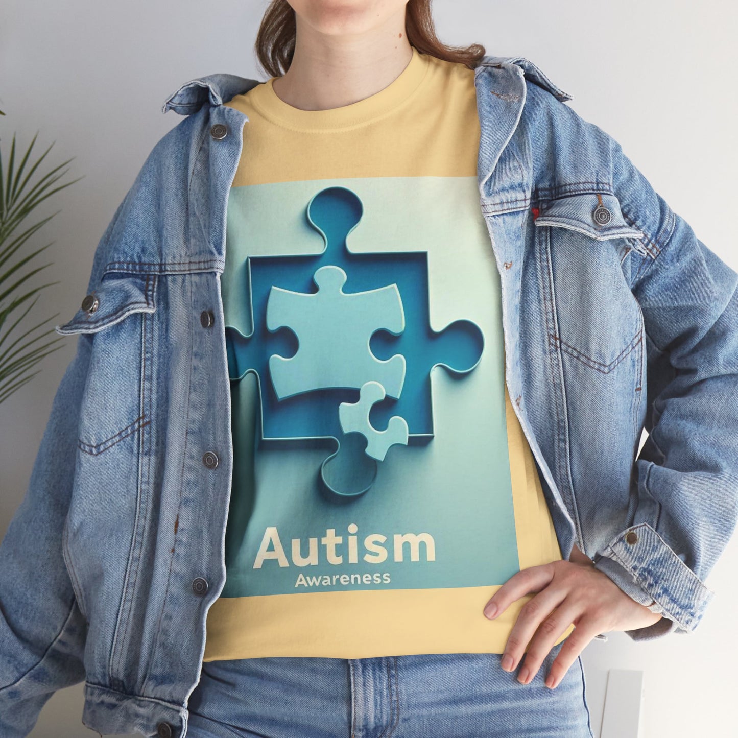 3D Puzzle Piece Autism Awareness Unisex Heavy Cotton Tee