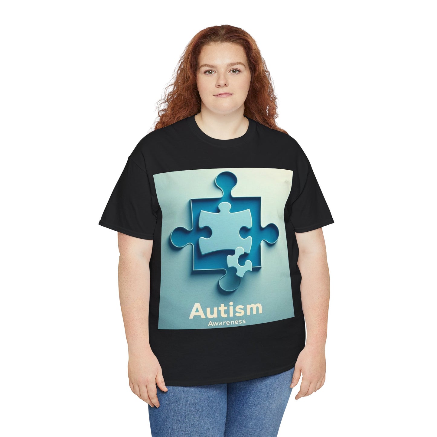 3D Puzzle Piece Autism Awareness Unisex Heavy Cotton Tee