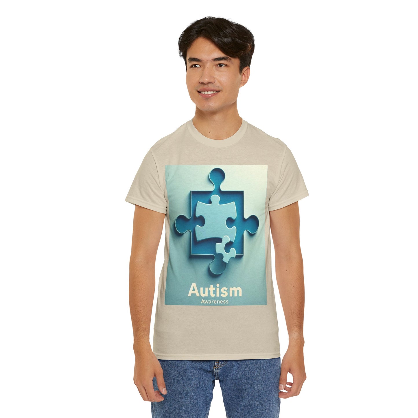 3D Puzzle Piece Autism Awareness Unisex Heavy Cotton Tee