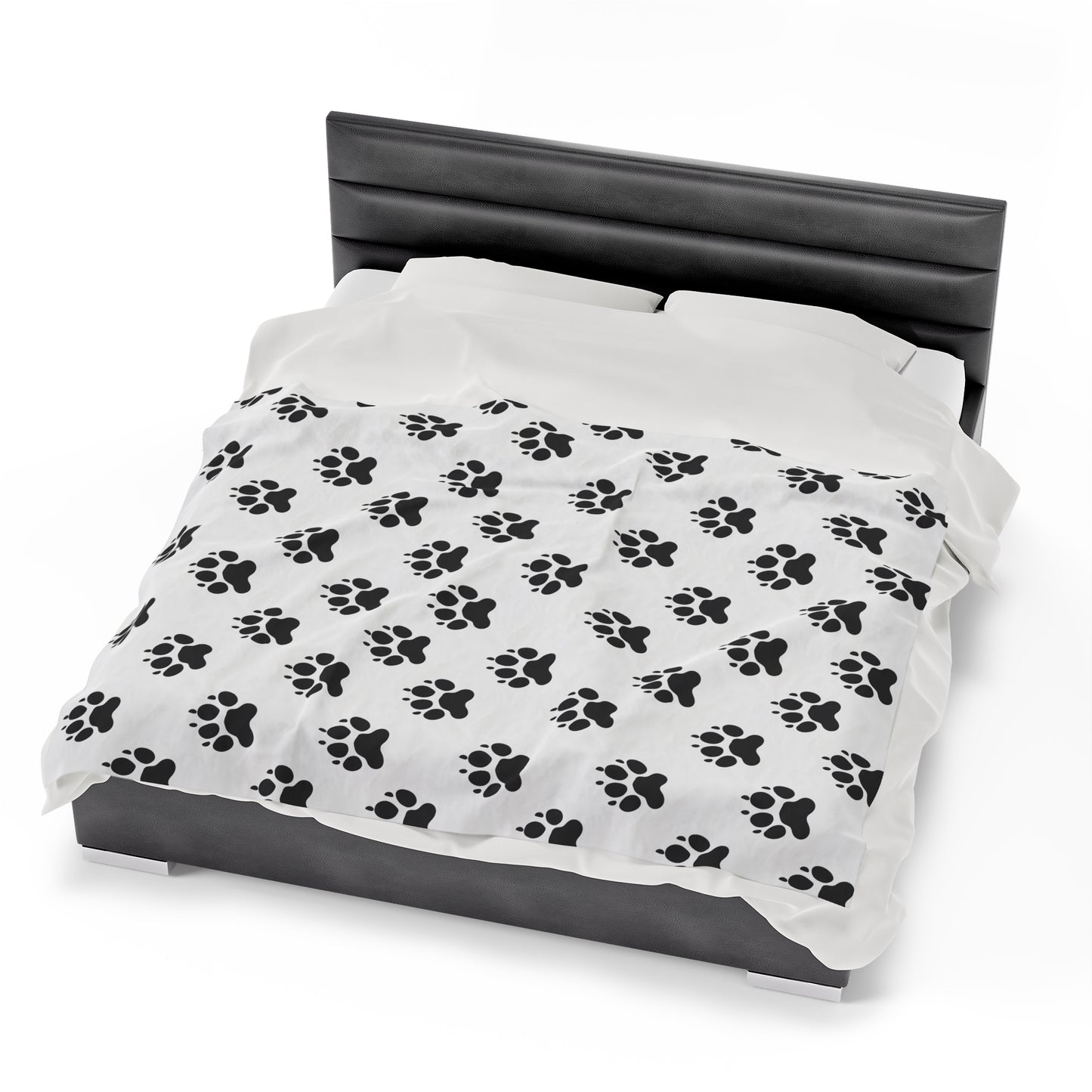 Dog Paw Print Velveteen Plush Blanket, Ultra-Soft, Customizable, and Cozy for Home or Gifts
