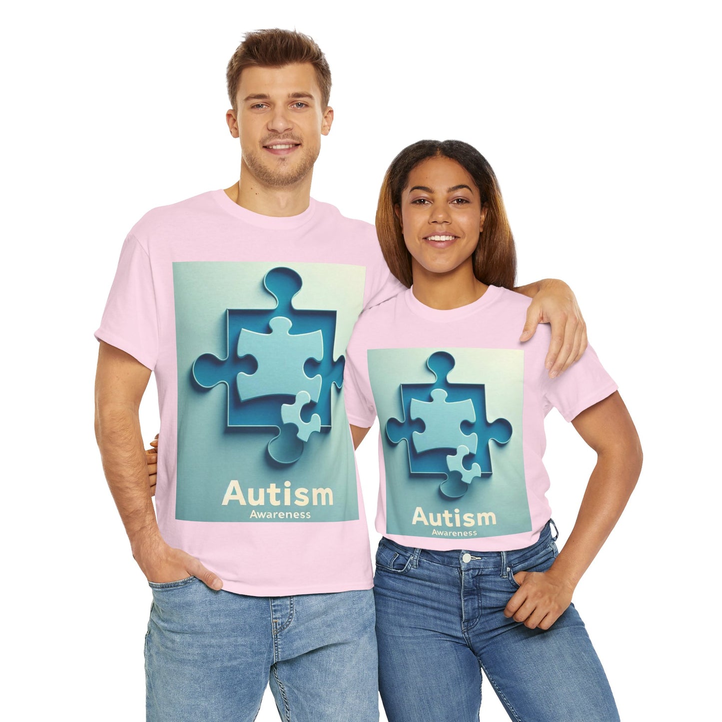 3D Puzzle Piece Autism Awareness Unisex Heavy Cotton Tee