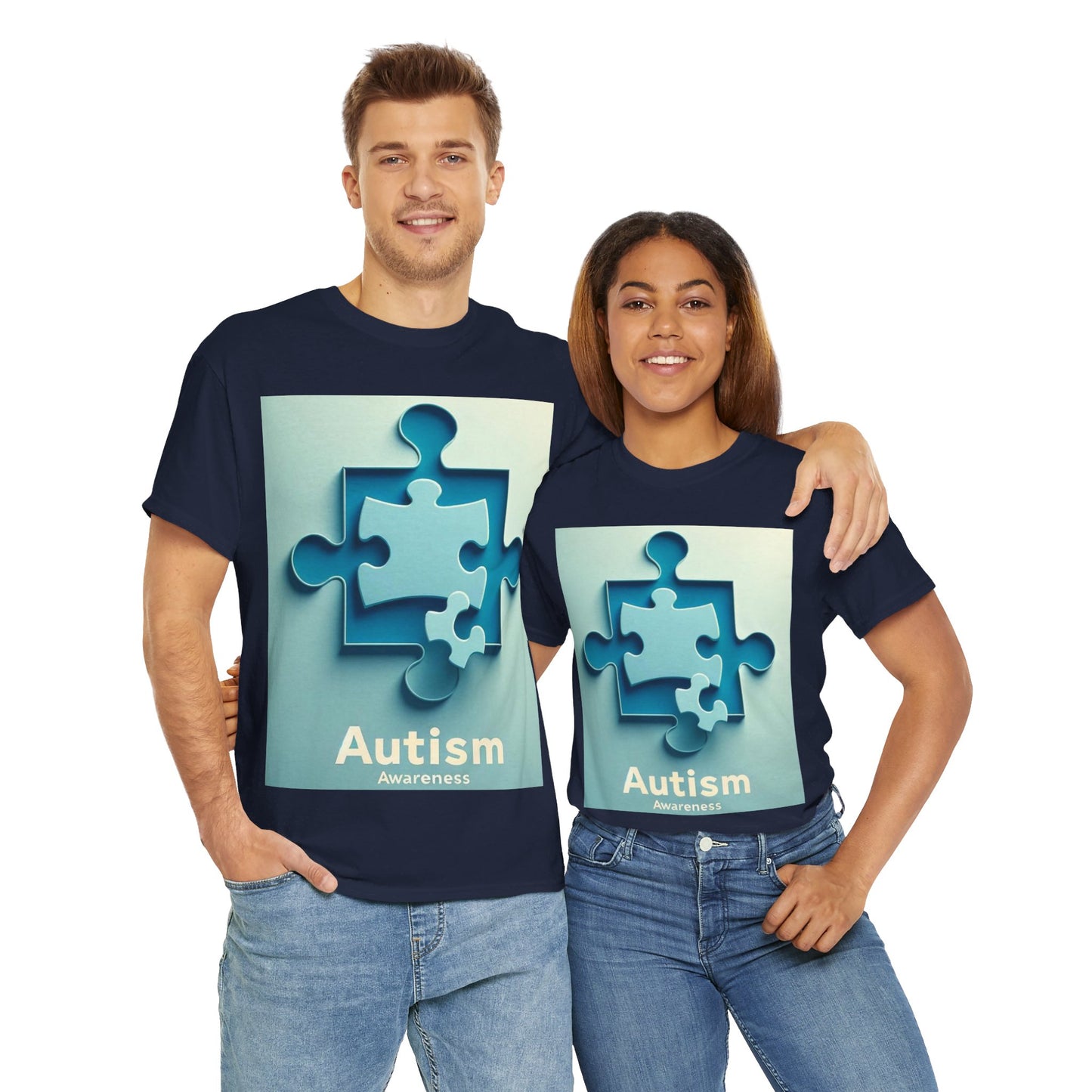 3D Puzzle Piece Autism Awareness Unisex Heavy Cotton Tee