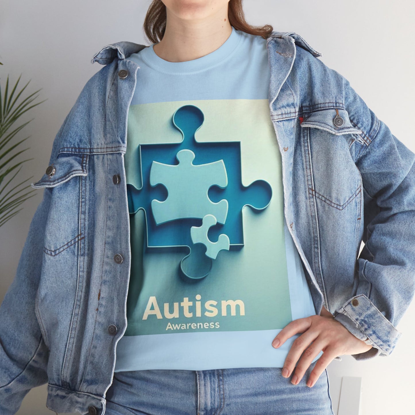 3D Puzzle Piece Autism Awareness Unisex Heavy Cotton Tee