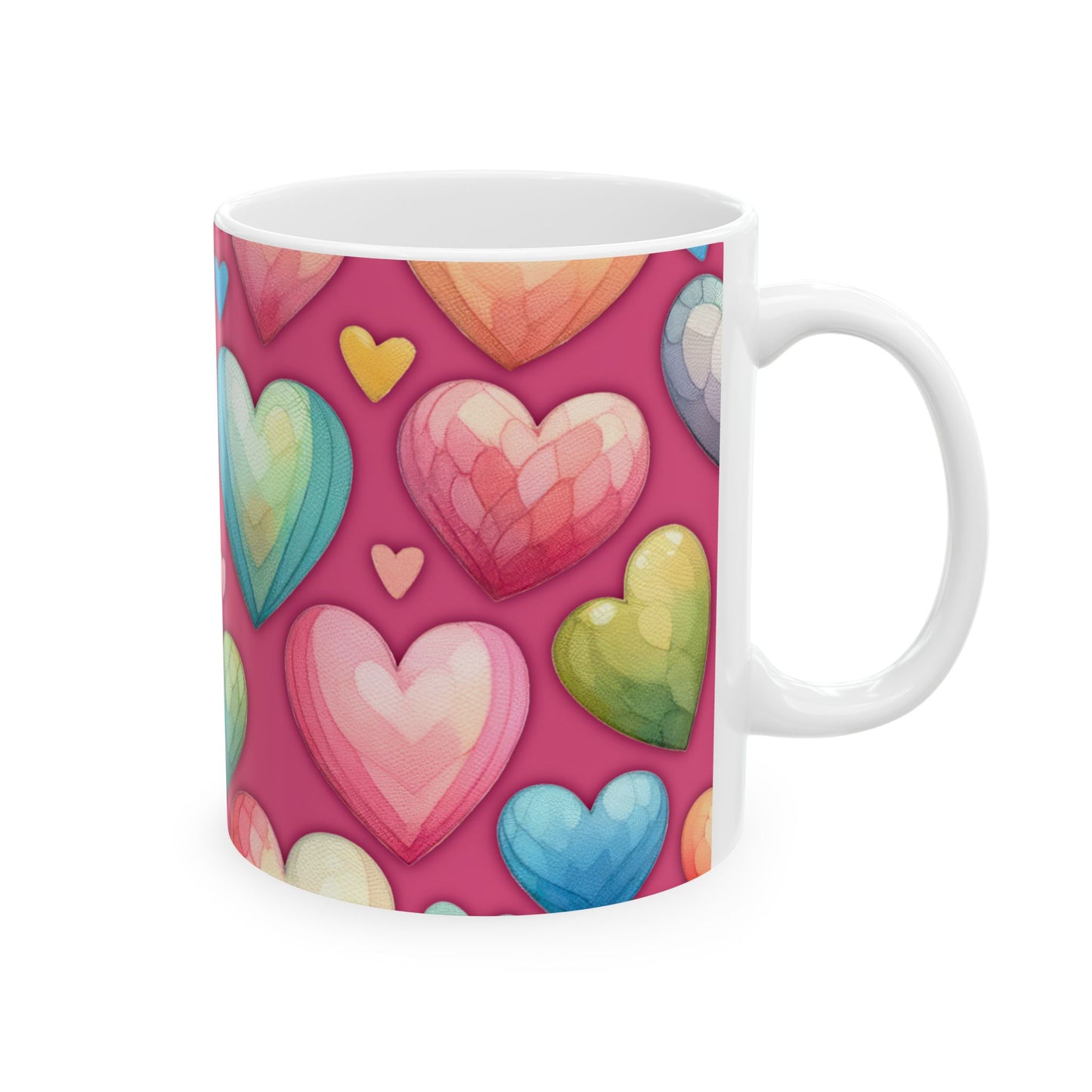 Pastel Hearts Mug Ceramic Mug, (11oz, 15oz)