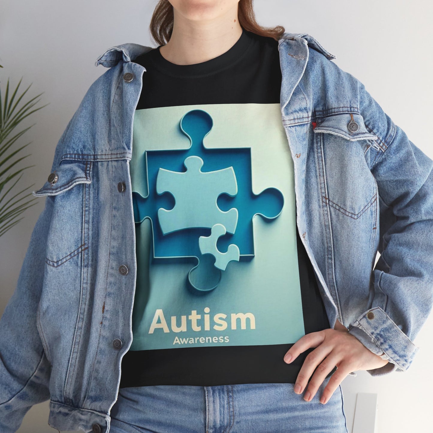 3D Puzzle Piece Autism Awareness Unisex Heavy Cotton Tee