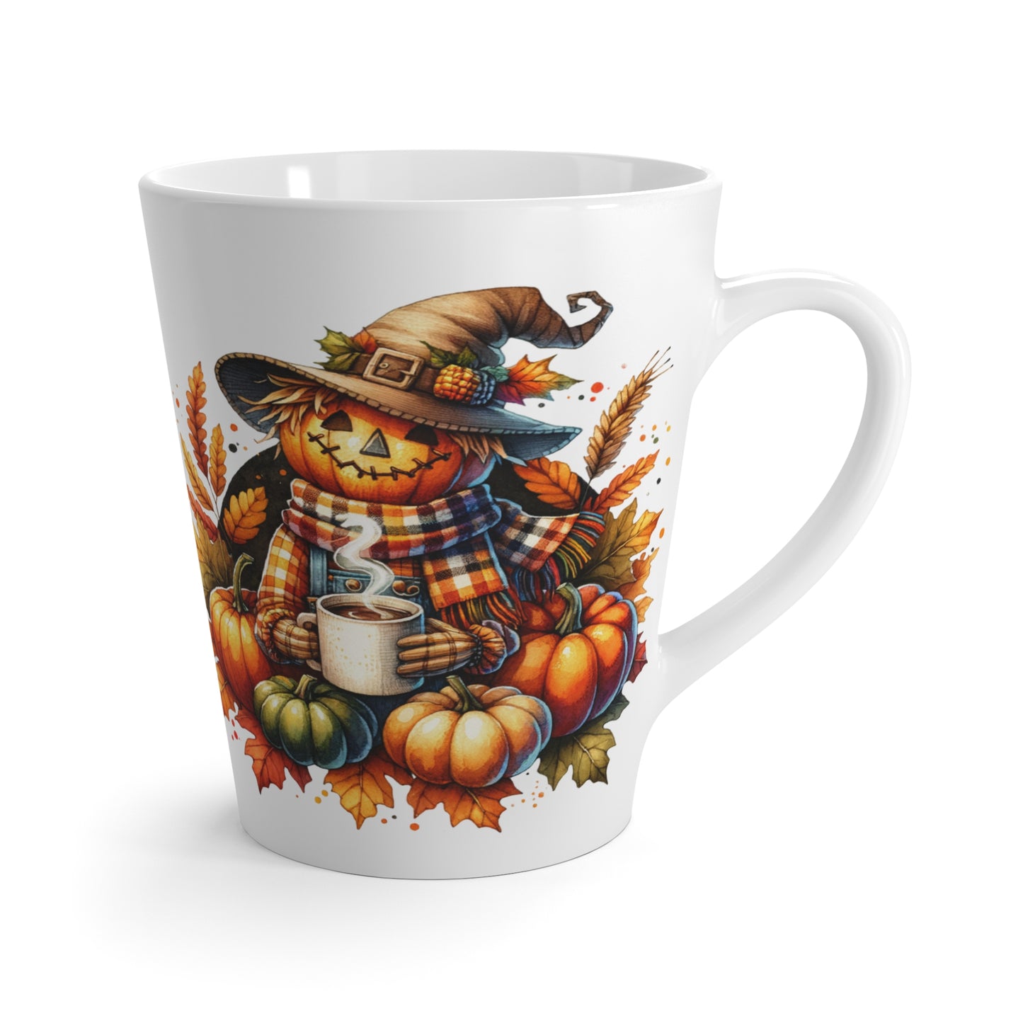 Scarecrow and Pumpkins Latte Mug