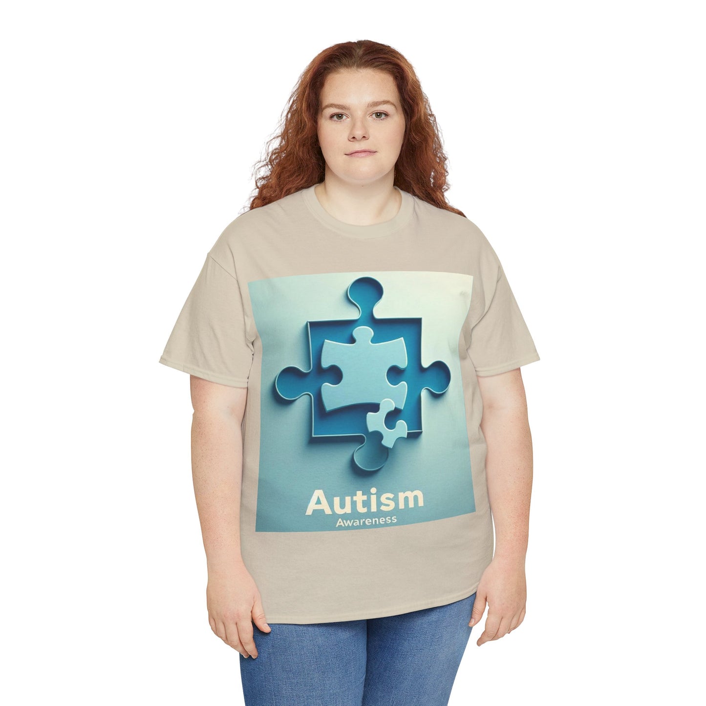 3D Puzzle Piece Autism Awareness Unisex Heavy Cotton Tee