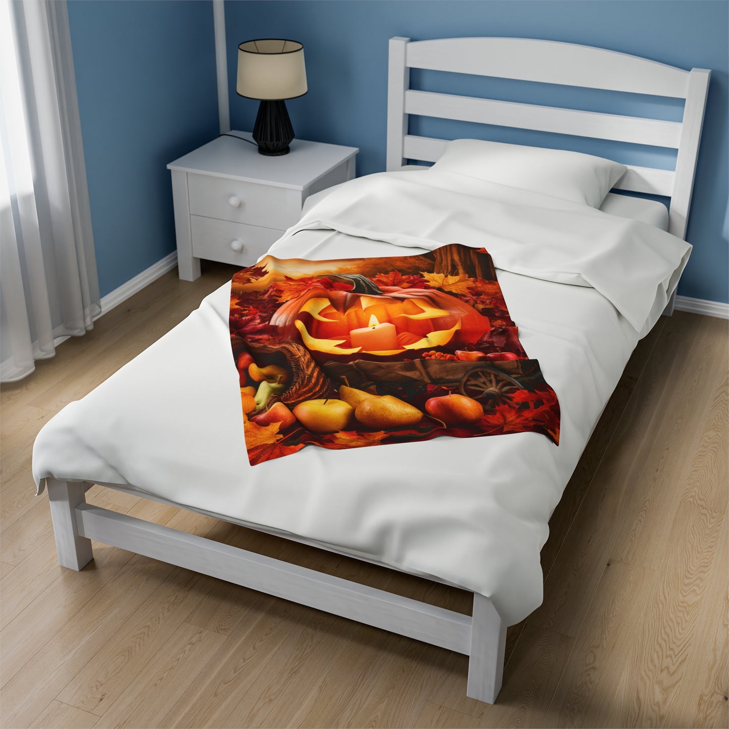 Pumpkin Candle Velveteen Plush Blanket
