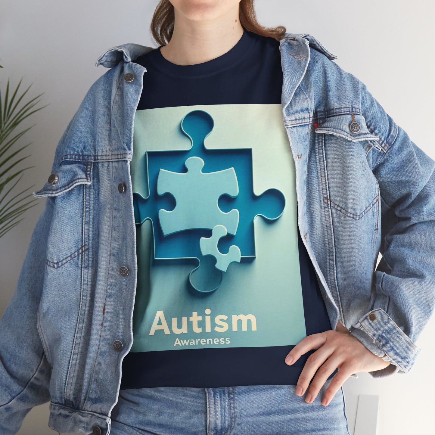 3D Puzzle Piece Autism Awareness Unisex Heavy Cotton Tee