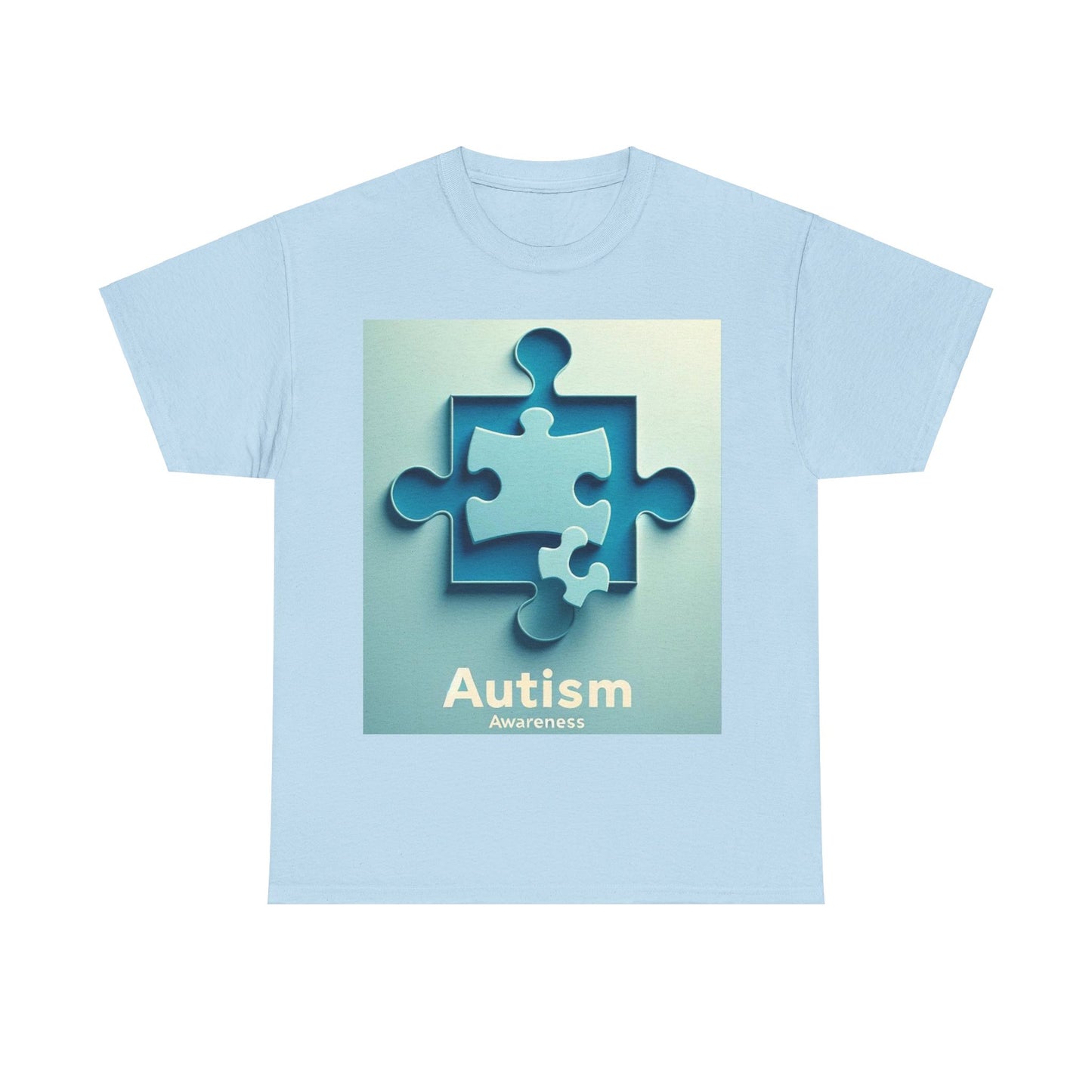 3D Puzzle Piece Autism Awareness Unisex Heavy Cotton Tee