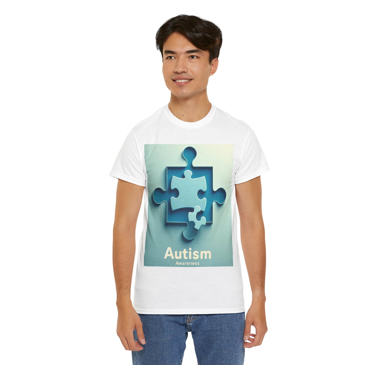 3D Puzzle Piece Autism Awareness Unisex Heavy Cotton Tee