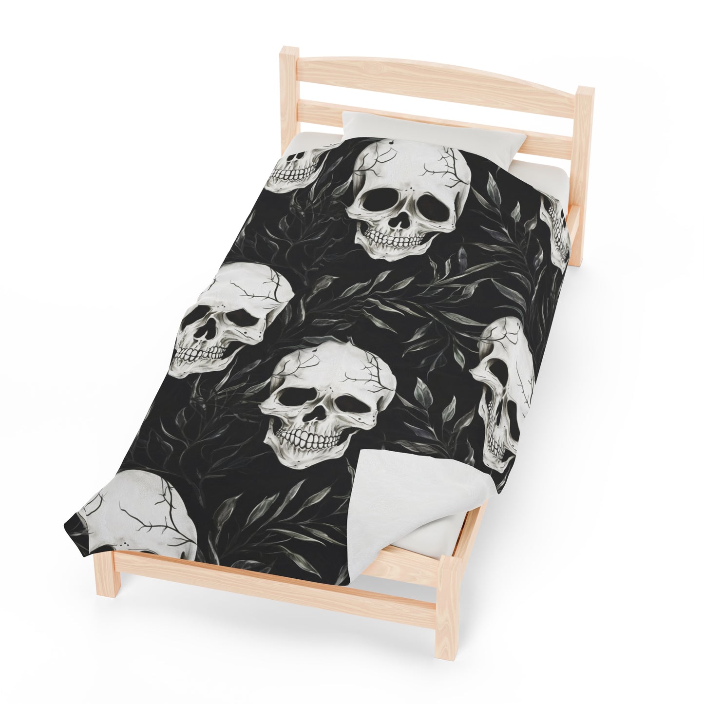 Skull Halloween Velveteen Plush Blanket, Ultra-Soft, Customizable, and Cozy for Home or Gifts