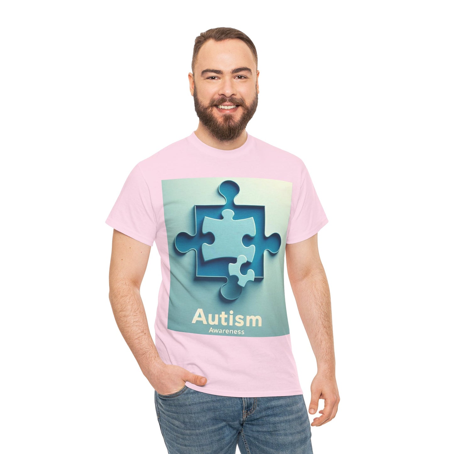 3D Puzzle Piece Autism Awareness Unisex Heavy Cotton Tee