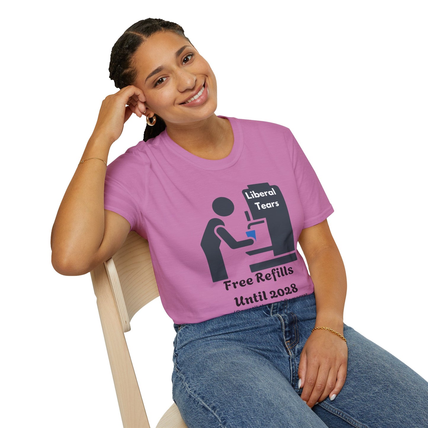 Unisex Softstyle T-Shirt - "Liberal Tears Free Refills Until 2028" Liberal Humor Tee