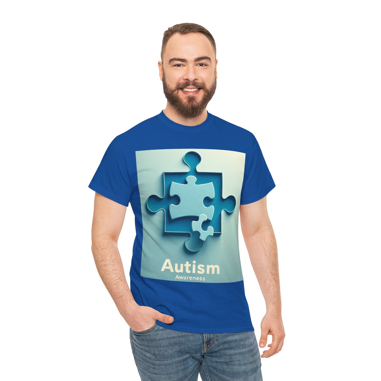 3D Puzzle Piece Autism Awareness Unisex Heavy Cotton Tee