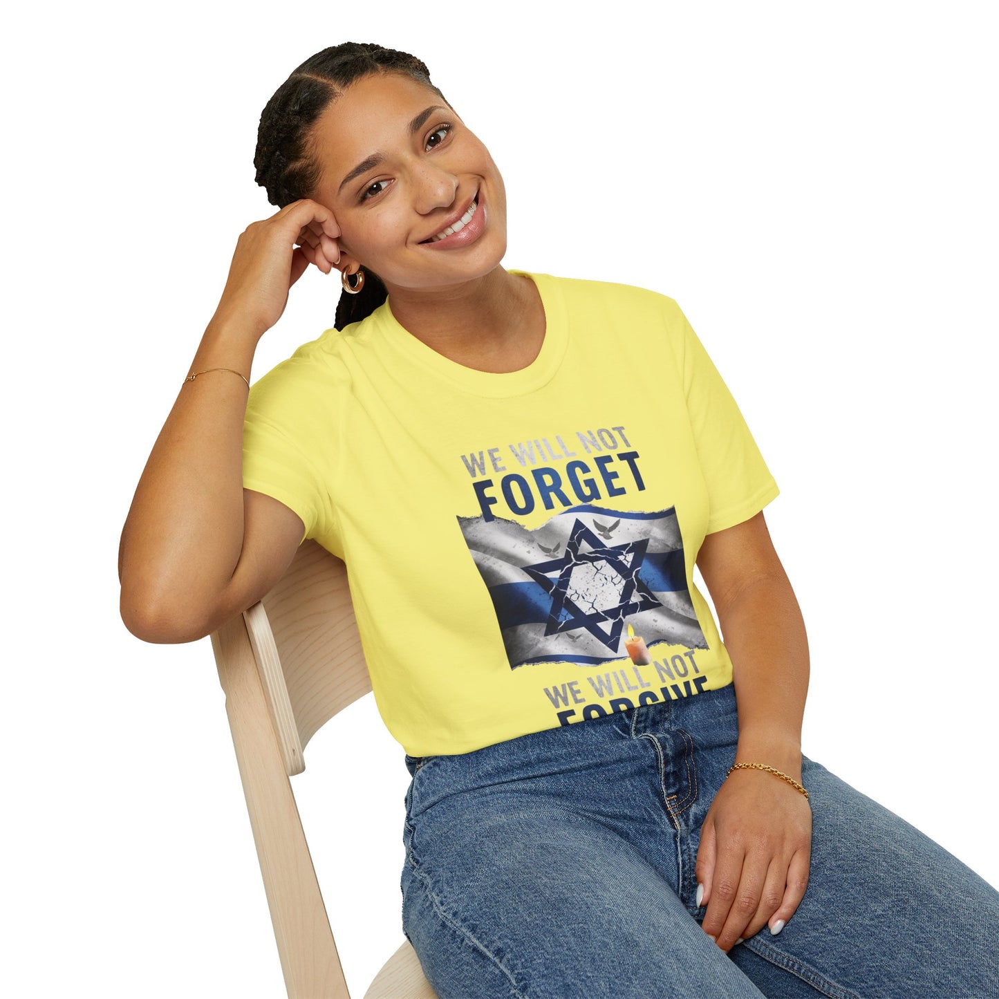 We Will Not Forget Unisex Softstyle T-Shirt - Israel Memorial Tribute Tee