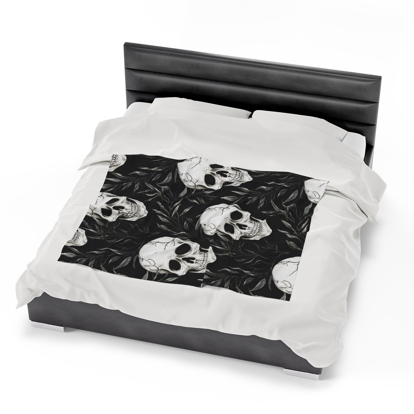 Skull Halloween Velveteen Plush Blanket, Ultra-Soft, Customizable, and Cozy for Home or Gifts