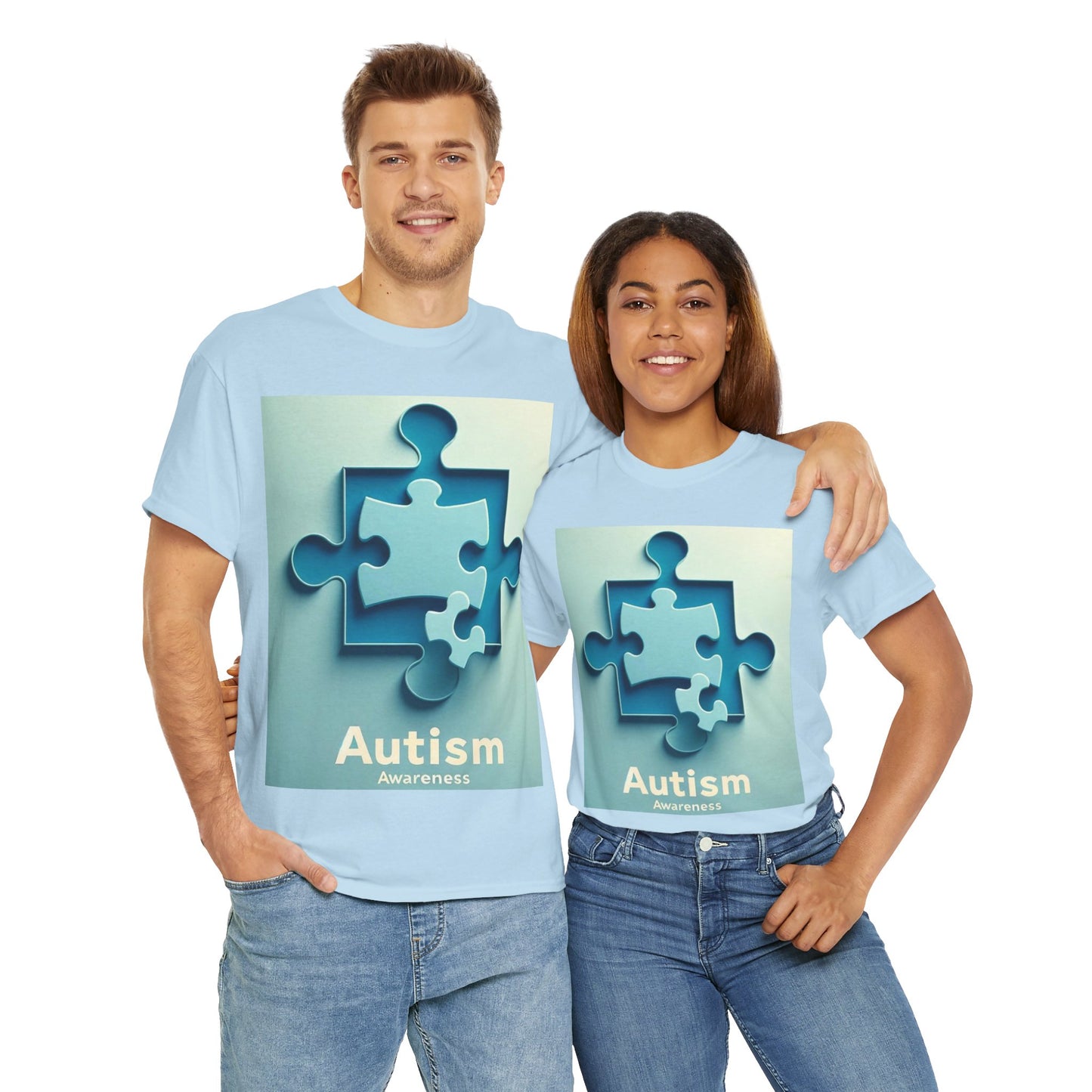 3D Puzzle Piece Autism Awareness Unisex Heavy Cotton Tee