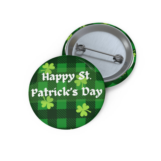 St. Patrick's Day Plaid Pin Buttons - Celebrate with Style!