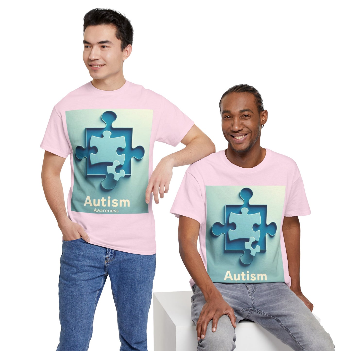 3D Puzzle Piece Autism Awareness Unisex Heavy Cotton Tee