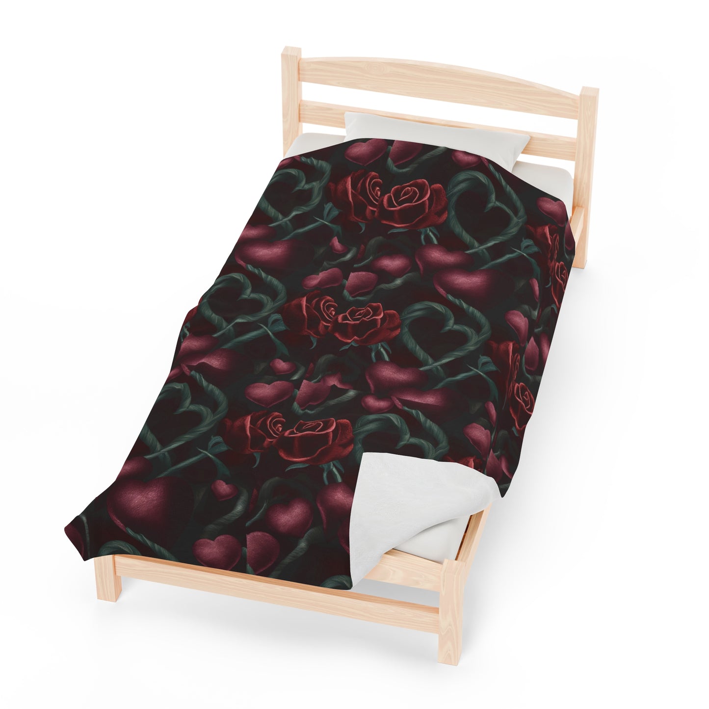 Hearts and Roses Velveteen Plush Blanket