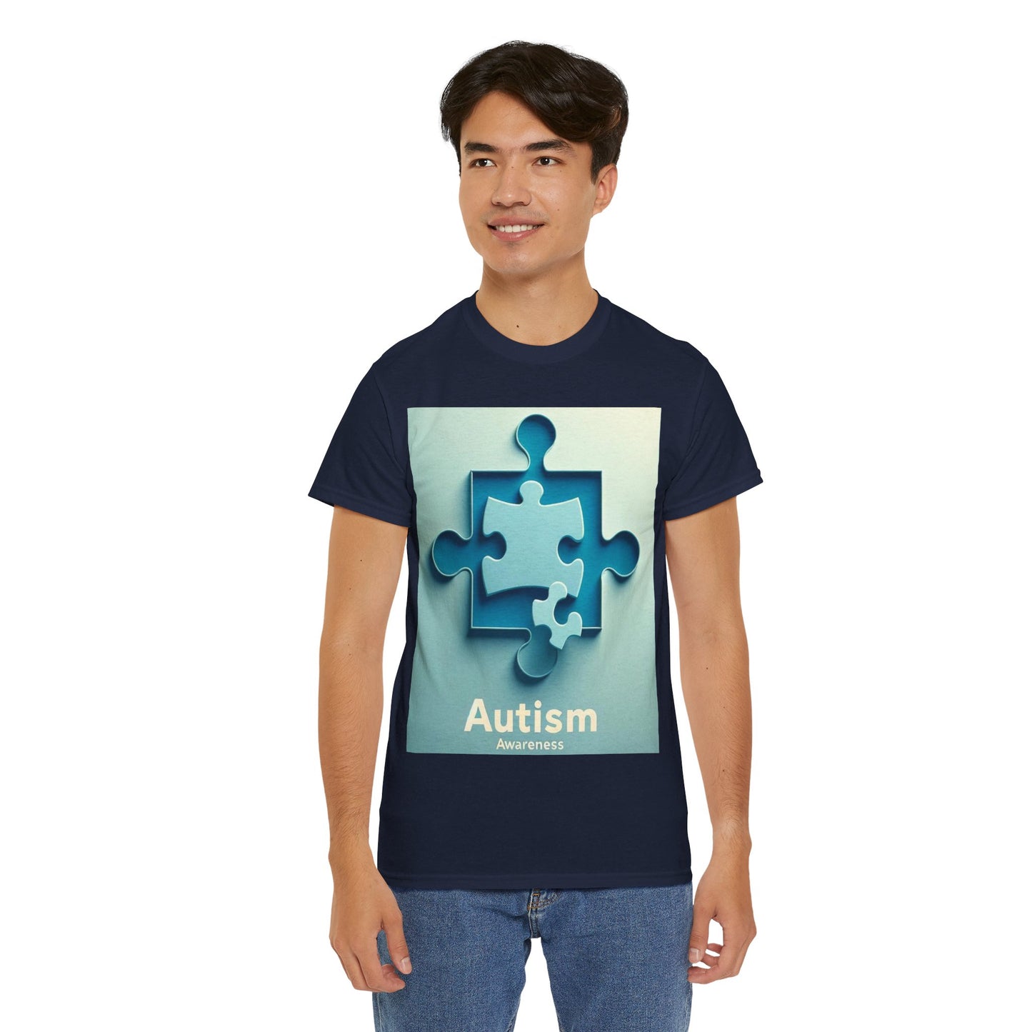 3D Puzzle Piece Autism Awareness Unisex Heavy Cotton Tee