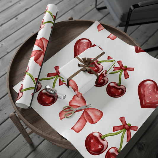 Coquette Hearts Cherries and Bows Wrapping Papers