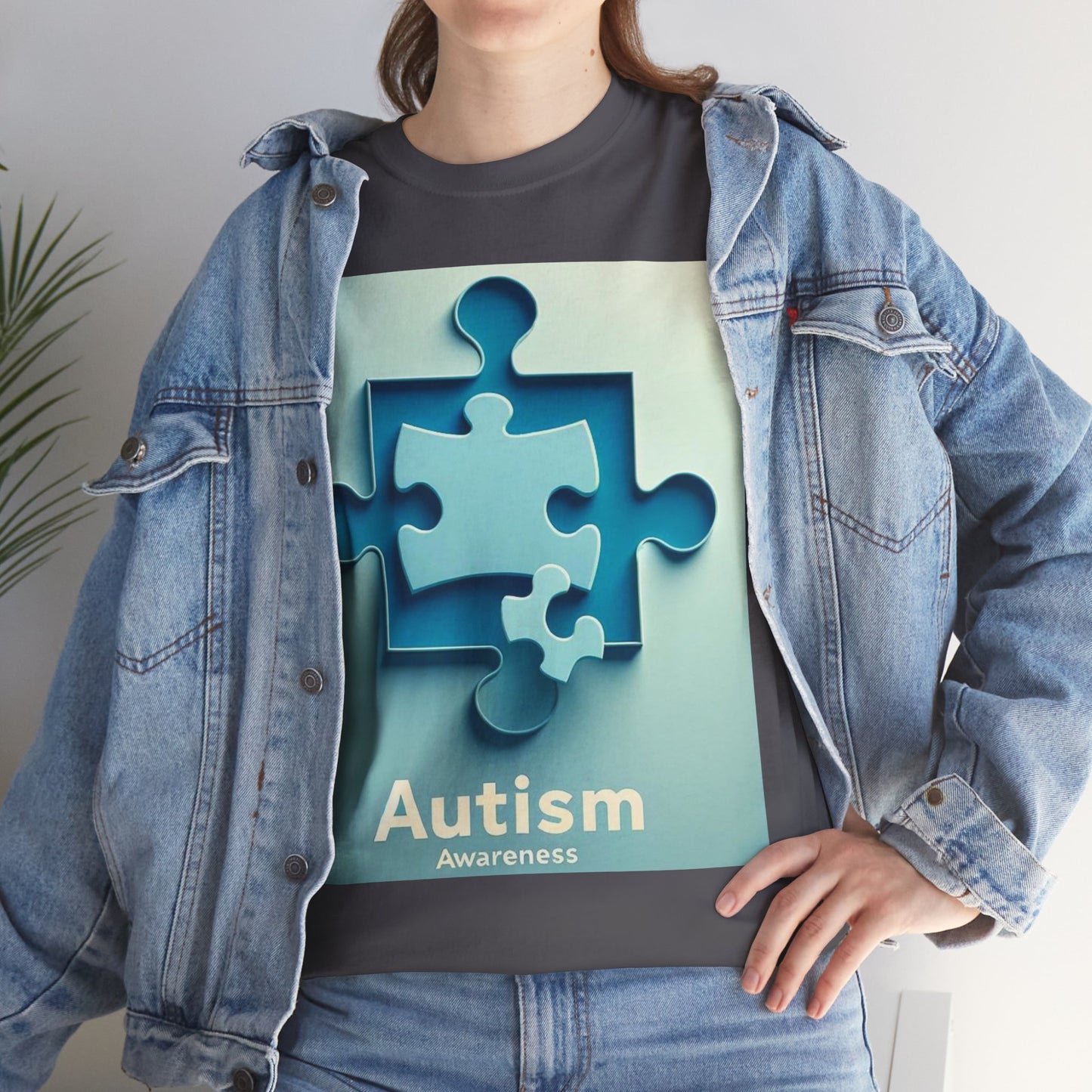 3D Puzzle Piece Autism Awareness Unisex Heavy Cotton Tee