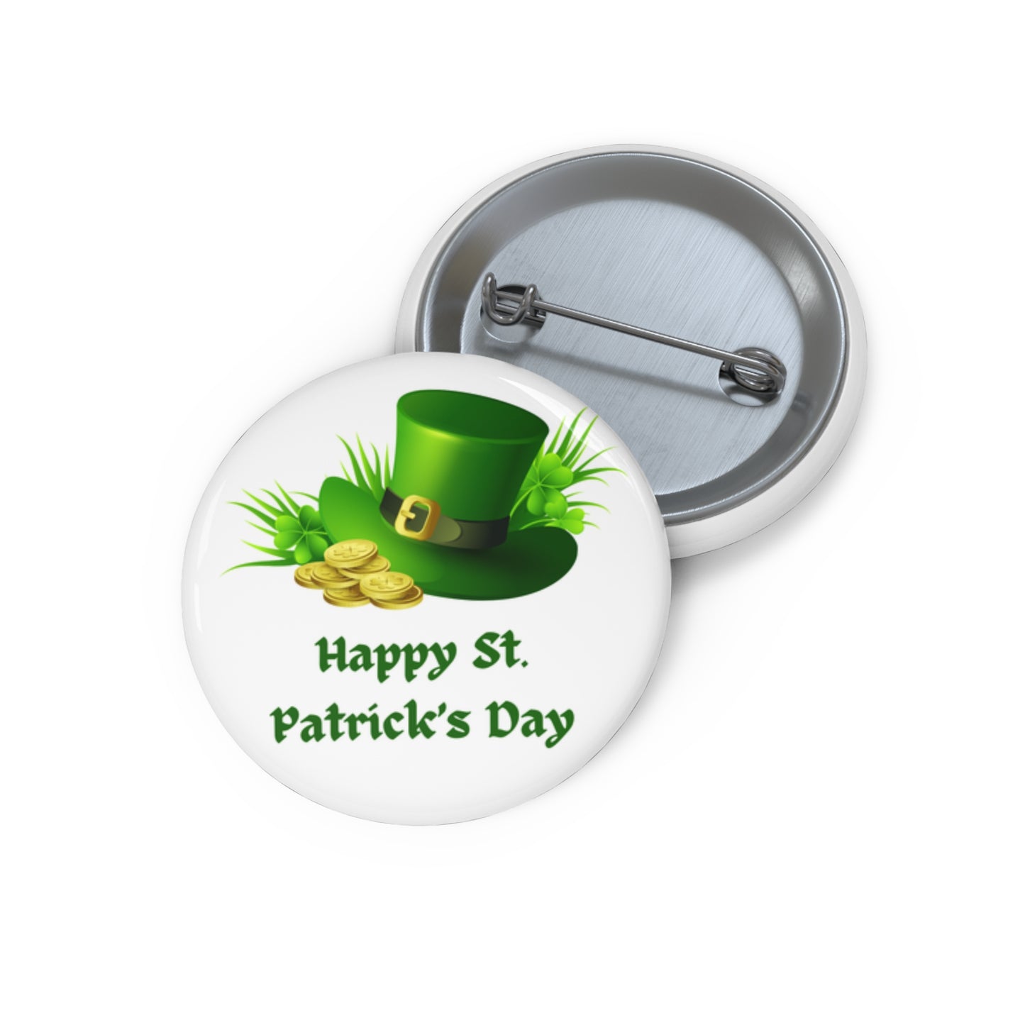 St. Patrick's Day Hat and Gold Pin Buttons - Festive and Fun Badge