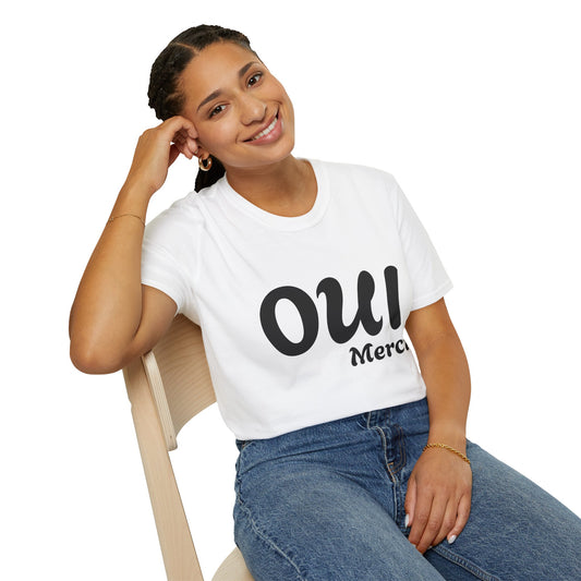 Unisex Softstyle T-Shirt - Oui Merci Graphic Tee for Everyday Casual Wear