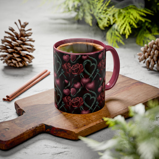Hearts and Roses Themed Colorful Mugs (11oz, 15oz)