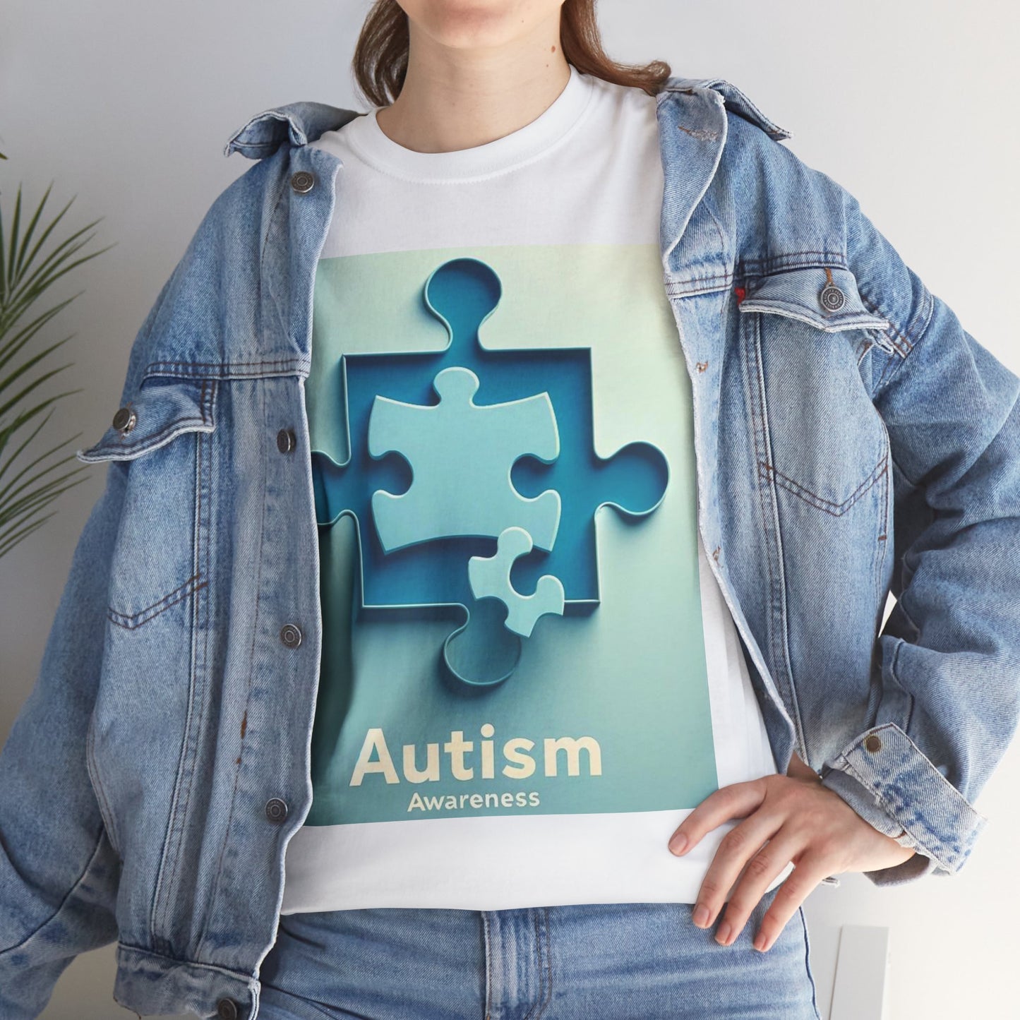 3D Puzzle Piece Autism Awareness Unisex Heavy Cotton Tee