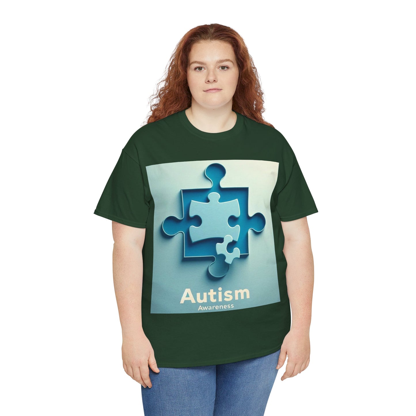 3D Puzzle Piece Autism Awareness Unisex Heavy Cotton Tee