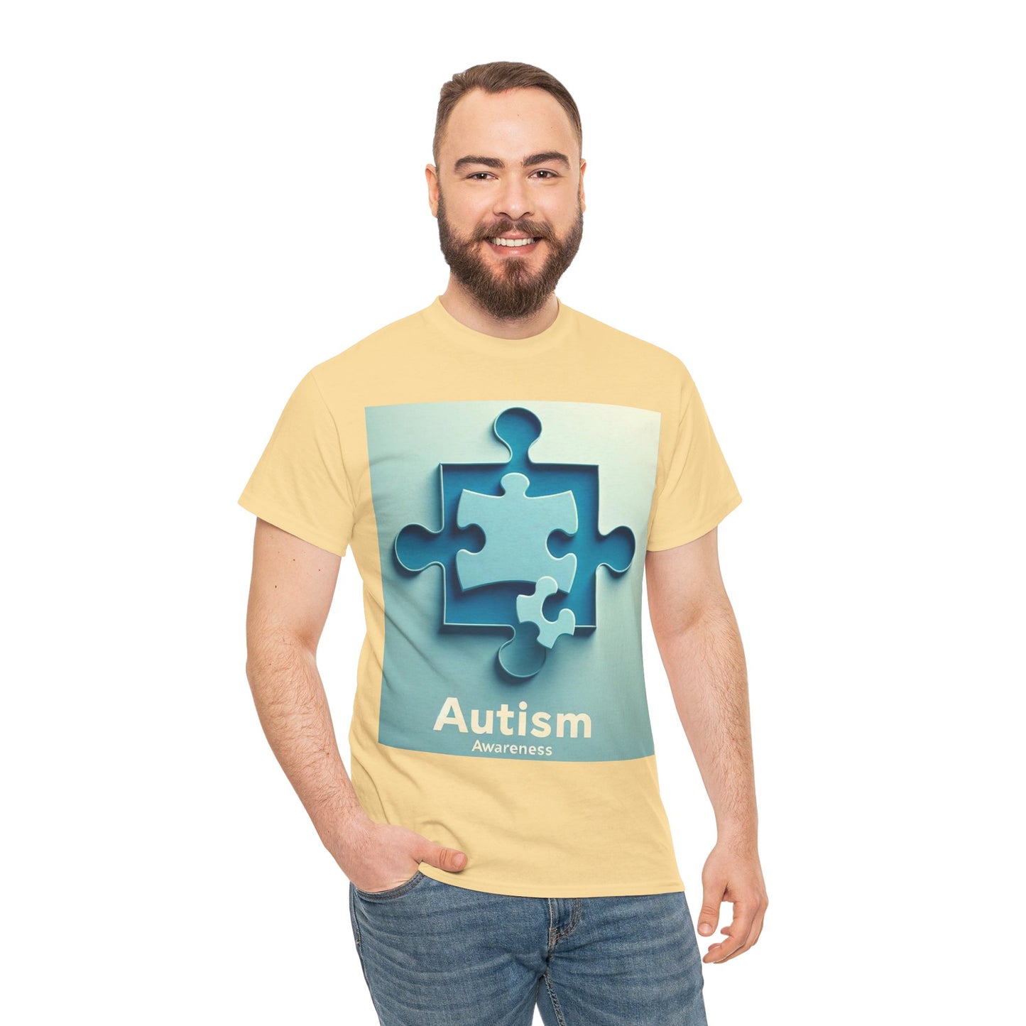3D Puzzle Piece Autism Awareness Unisex Heavy Cotton Tee
