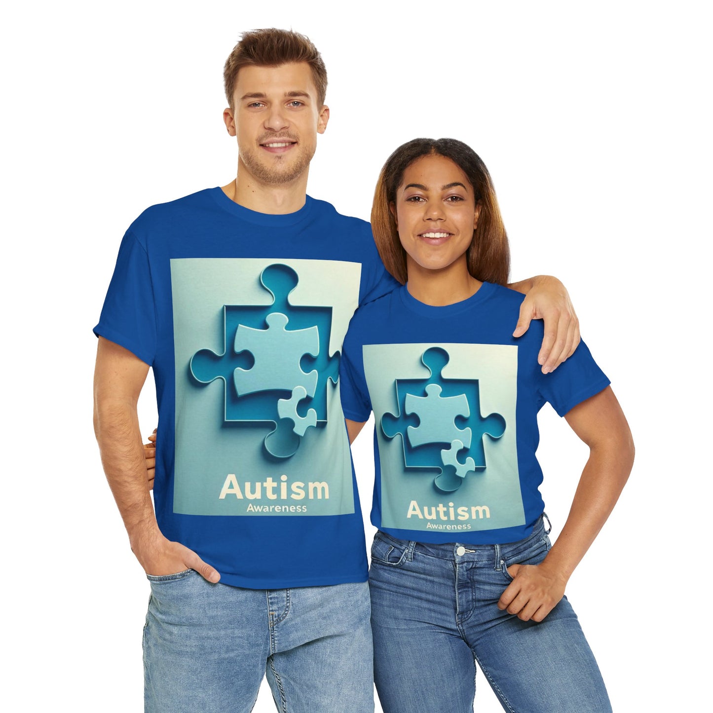 3D Puzzle Piece Autism Awareness Unisex Heavy Cotton Tee
