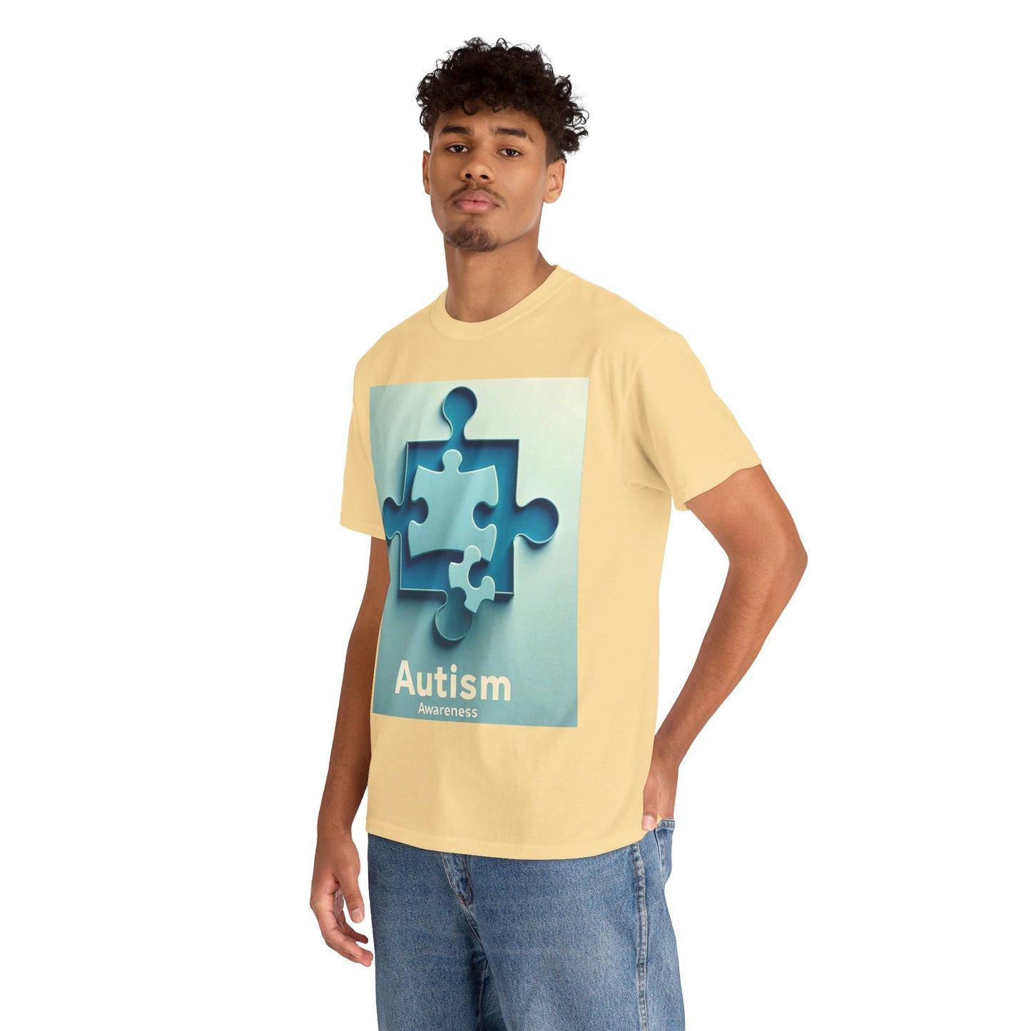 3D Puzzle Piece Autism Awareness Unisex Heavy Cotton Tee