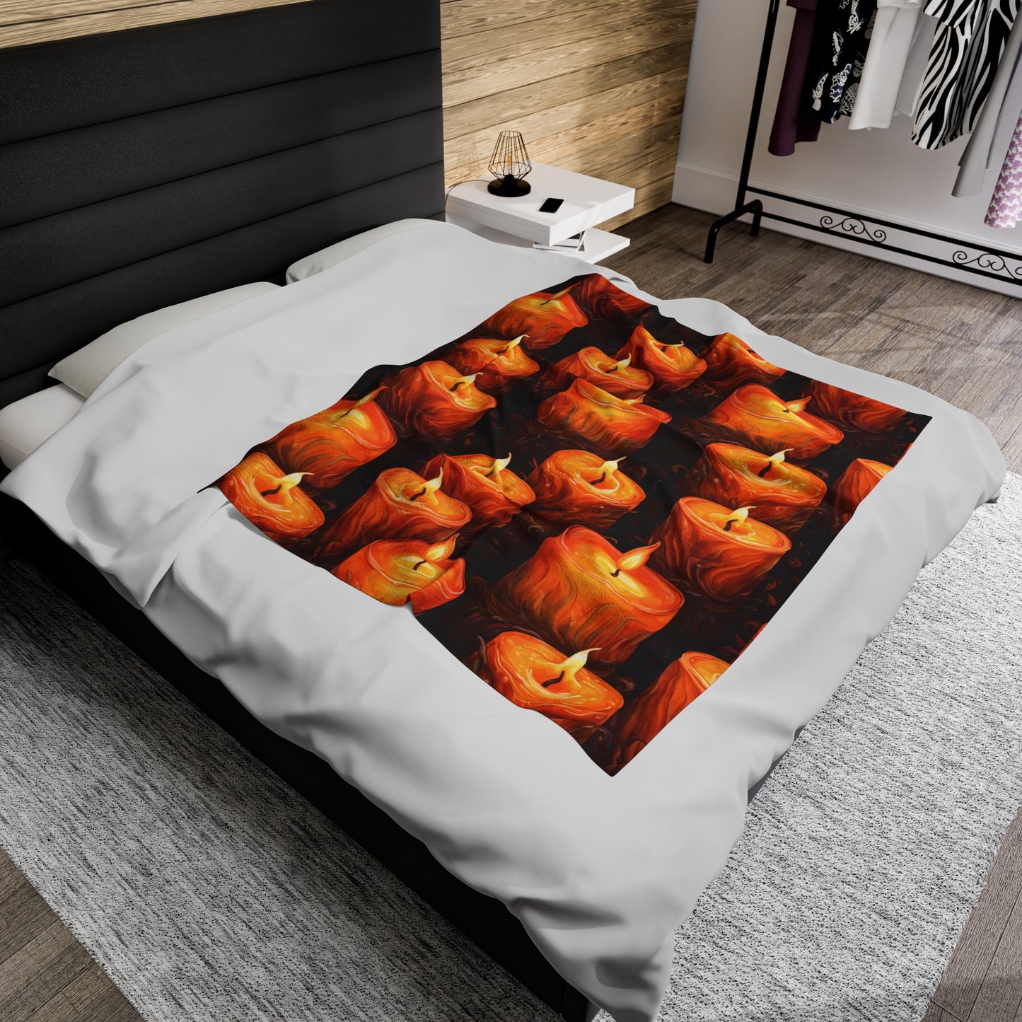 Halloween Candle Velveteen Plush Blanket