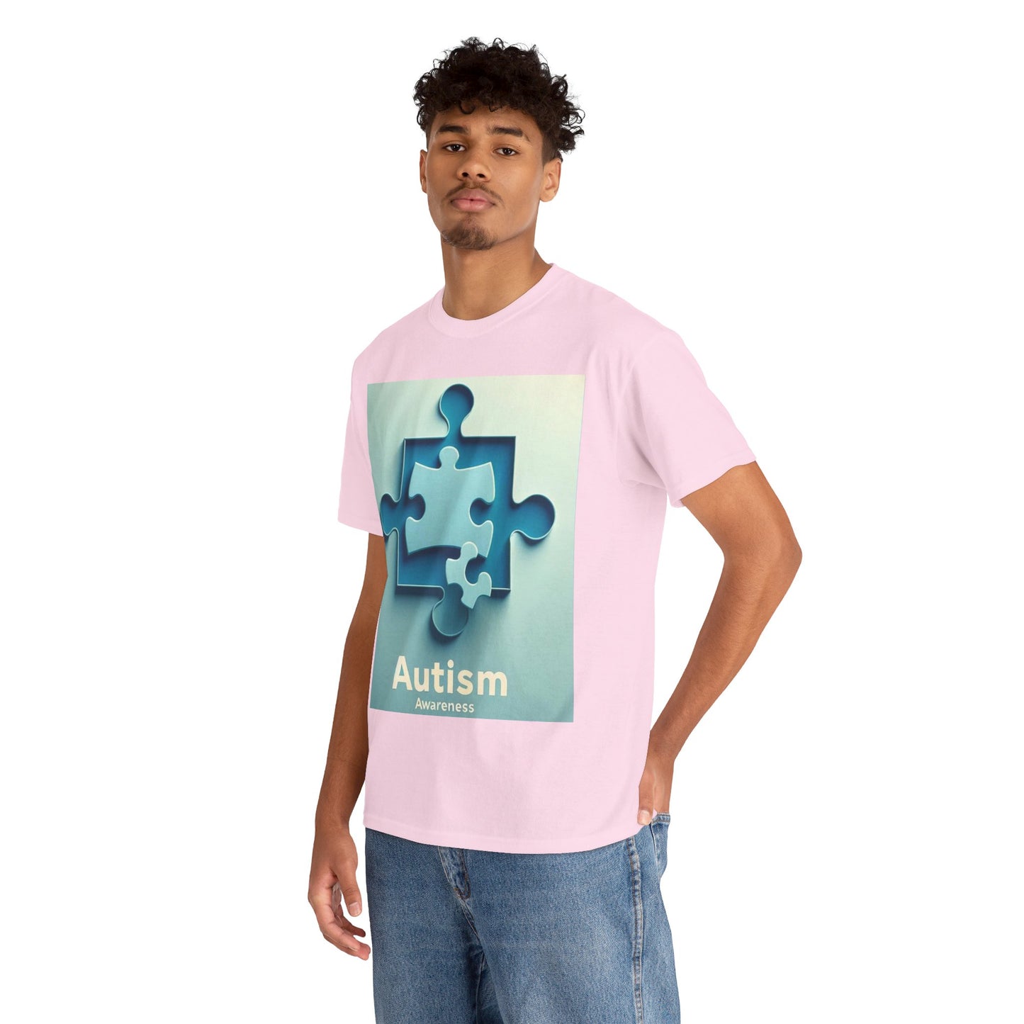 3D Puzzle Piece Autism Awareness Unisex Heavy Cotton Tee