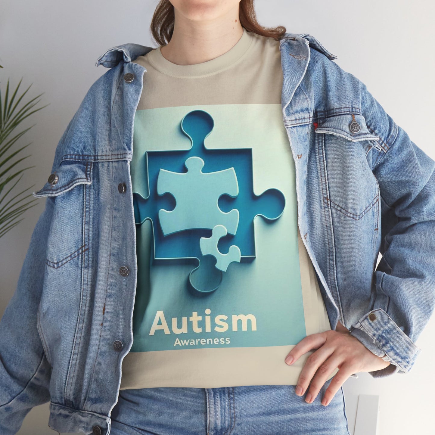 3D Puzzle Piece Autism Awareness Unisex Heavy Cotton Tee
