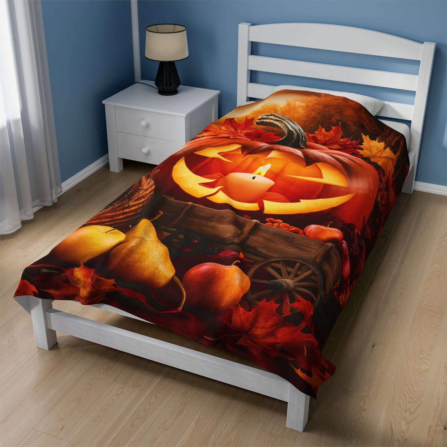 Pumpkin Candle Velveteen Plush Blanket