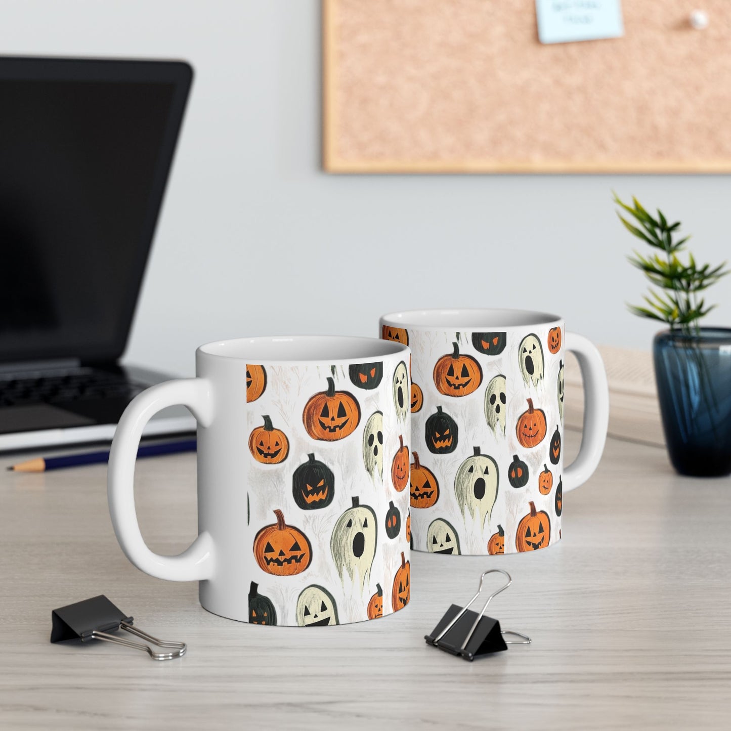 Ghosts and Pumpkins Ceramic Mug, (11oz, 15oz)
