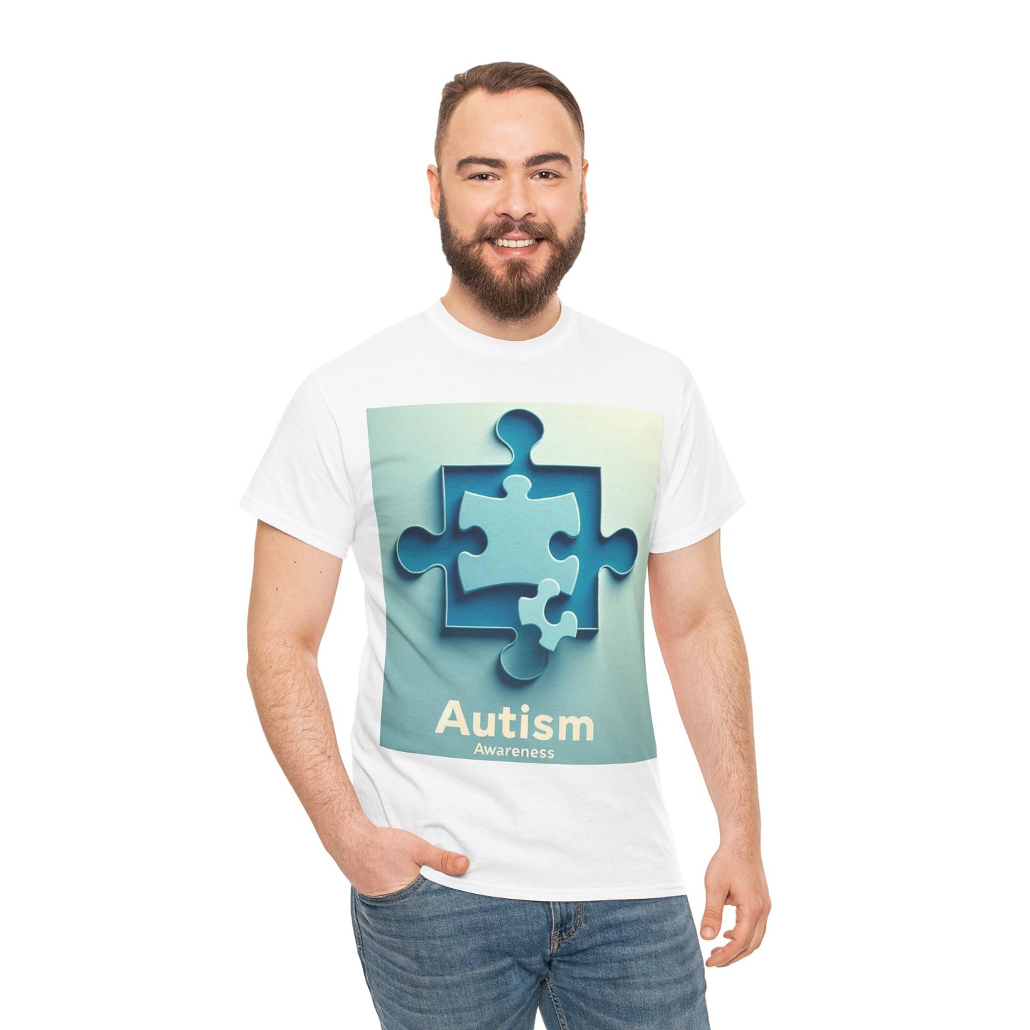 3D Puzzle Piece Autism Awareness Unisex Heavy Cotton Tee